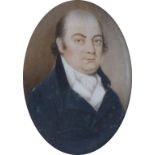 British School, late 18th century- A portrait miniature of a gentleman, quarter-length turned to the