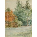 George Adolphus Storey RA, British 1834-1919- Garden and house; watercolour and pencil, signed