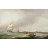 Attributed to Thomas Whitcombe, British 1763-1824- Off Dover, 1796; oil on canvas, 30.5x43cm (VAT