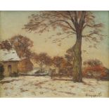 Louis Braquaval, French 1854-1919- Effet de Neige; oil on board, signed, 37.2x46.4cm Provenance: