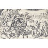 Antonio Tempesta, Italian 1555-1630- Ostrich Hunt, from Hunting Scenes V, c.1600-1620; etching,