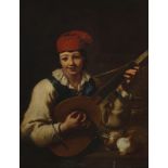 Attributed to Antonio Amorosi, Italian 1660-1738- Boy with Lute; oil on canvas, 97.5x72cm