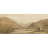 Thomas Girtin, British 1775-1802- Llangltyd, near Dolgelly; watercolour, 11x24.5cm Exhibited: Gerald