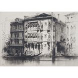 Andrew Fairbairn Affleck, Scottish 1874-1936- Palazzo Santa Sofia, Venice; etching, signed in