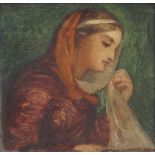 British School, mid/late 19th century- Portrait of a woman, quarter-length in profile, recto; Sketch