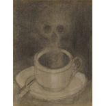 Symbolist School, late 19th/early 20th century- Coffee cup on a table with steam in the shape of a