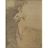 Maude Benham, British act. 1894-1903- Portrait of lady seated three-quarter length in a white