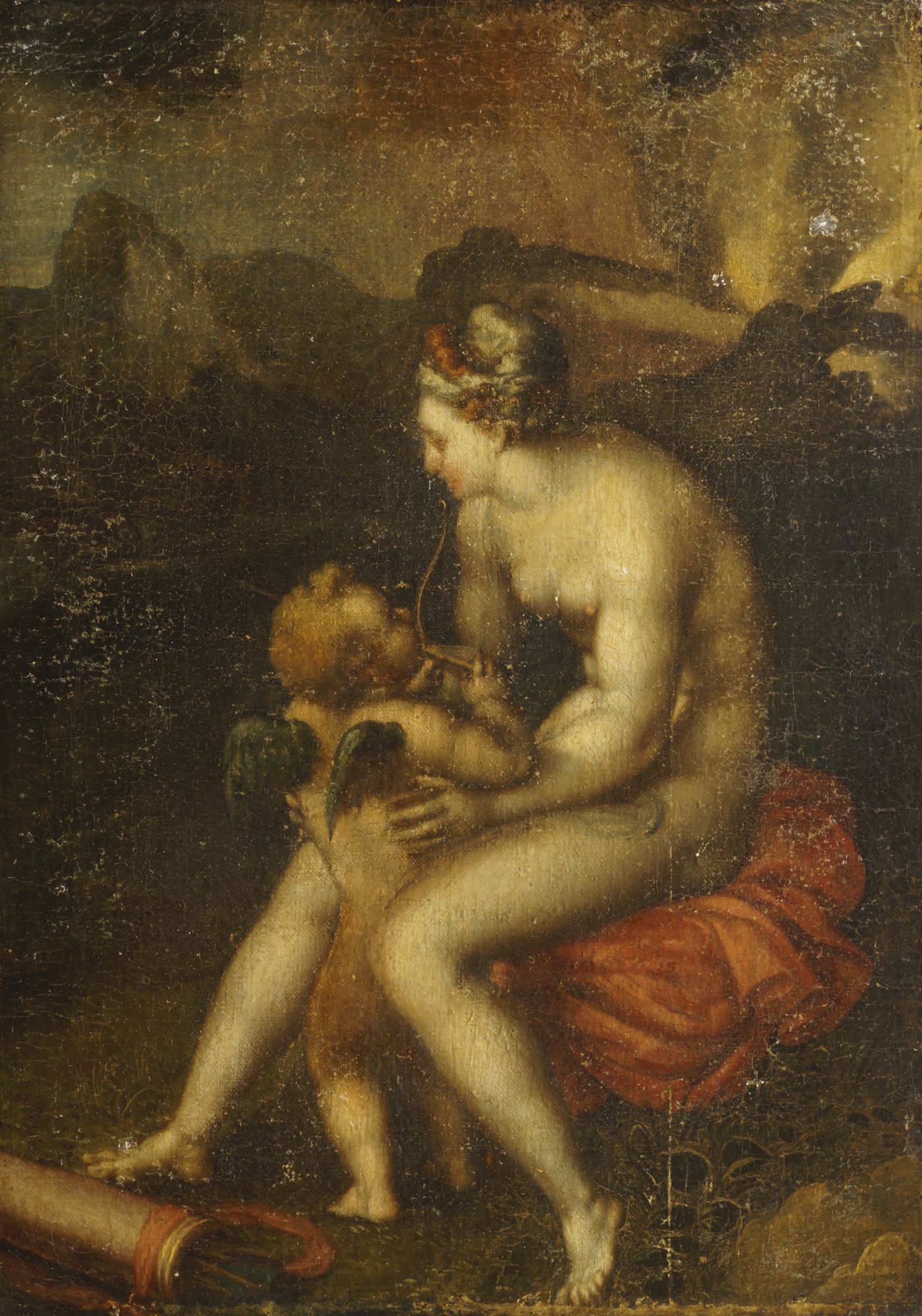 Circle of Lelio Orsi, called Lelio da Novellara, Italian c.1511-1587- Venus and Cupid; oil on - Image 2 of 2