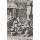 After Hendrik Goltzius, German 1558-1617- Du Satyre et du Pelerin; etching on wove paper, later