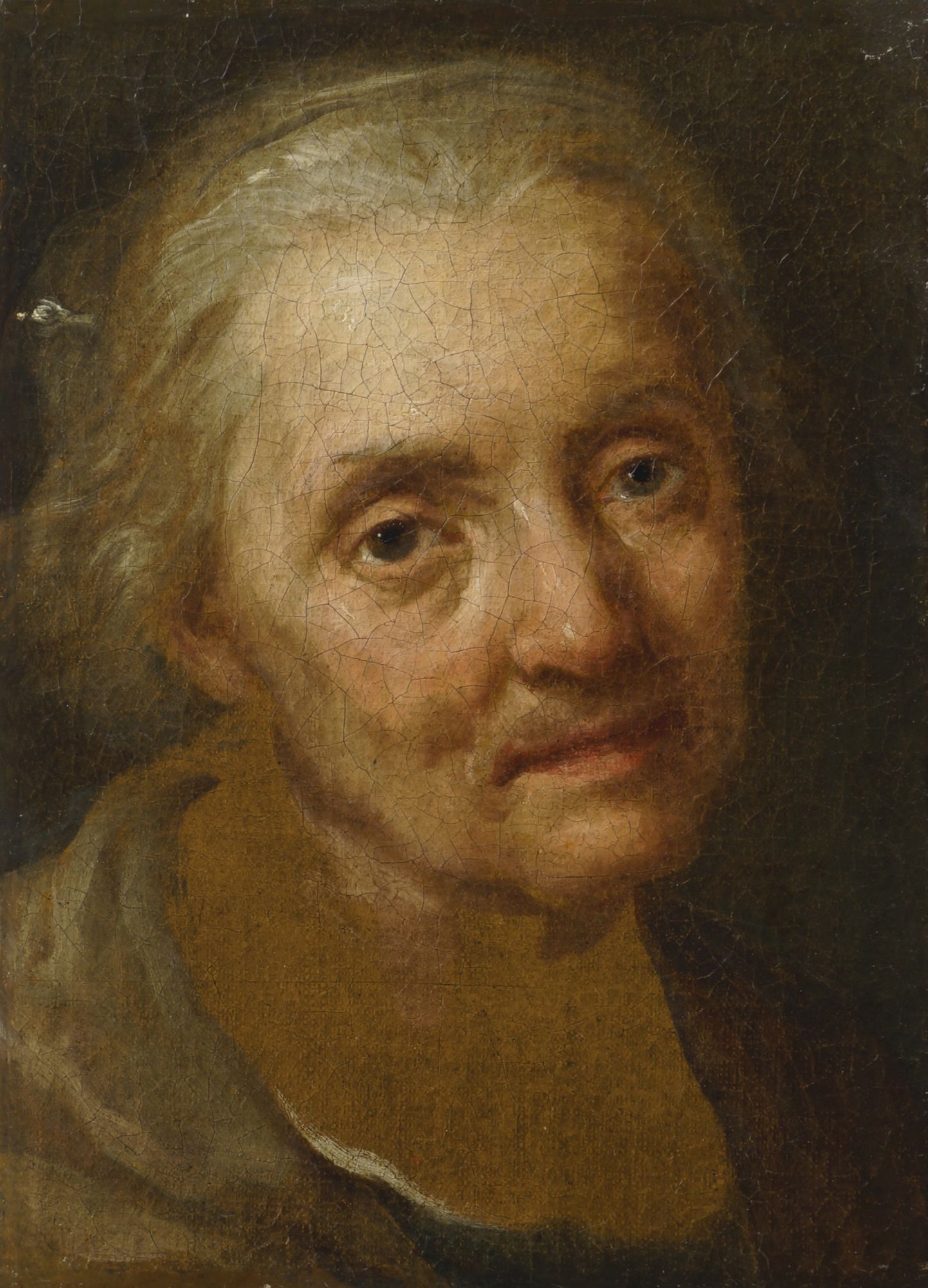 Italian School, late 17th//early 18th century- Portrait of an old woman, head and shoulders; oil