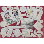 British School, late 18th/early 19th century- Three trompe-l’oeil sheets of cartoons and riddles,