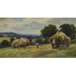 Augustus Charles Wyatt, British 1863-1933- Haymaking; watercolour, signed, 28x52cmsigned to the