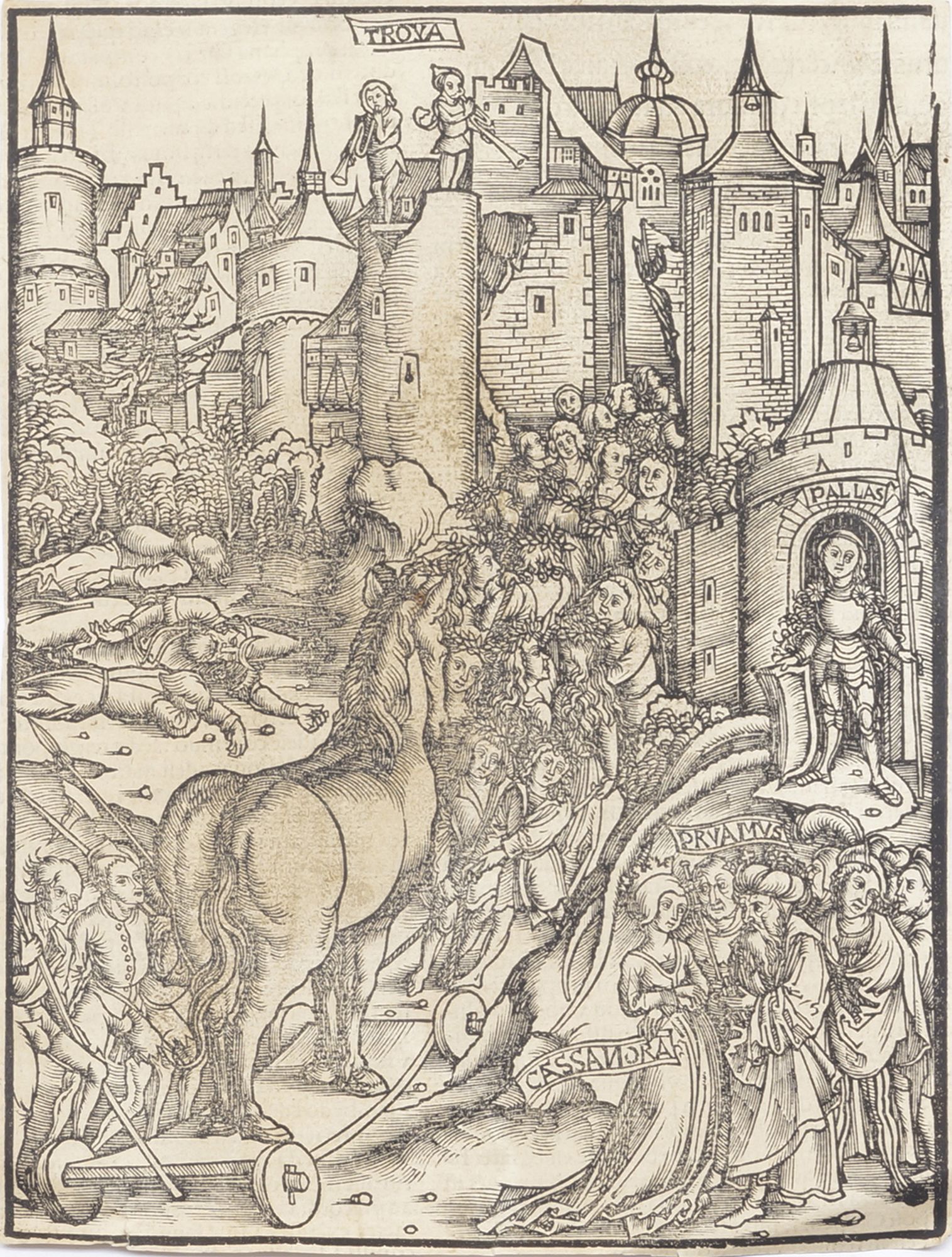 Late Master of Grüninger Workshop, German fl. 1502- Trojan Horse and other Illustrations, from