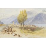 Myles Birket Foster RWS, British 1825-1899- Villeneuve, Lake Geneva; watercolour, signed with