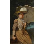 Pavlos Prosalentis, Greek 1857-1894- Woman with Umbrella, 1889; oil on canvas, signed and dated,