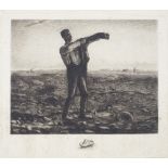 Jean-Francois Millet, French 1814-1875- La fin de la journée, effet du soir; etching on wove paper