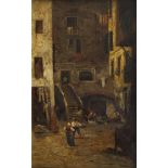 A Kaufmann, mid/late 19th Century- Street scene in Rome, 1883; oil on canvas, signed indistinctly,