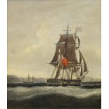 Follower of Dominic Serres RA, French/British 1722-1793- Man-o-war at anchor; oil on panel,