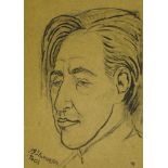 Marie Vorobieff Marevna, Russian 1892-1984- Ilya Ehrenburg, 1921; black ink, pencil and charcoal
