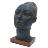 Marie Vorobieff Marevna, Russian 1892-1984- Head of Marika, c.1950; bronze, signed, on wooden