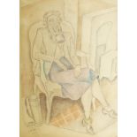 Marie Vorobieff Marevna, Russian 1892-1984- Madame Bourdet in gas mask, Cannes 1941-42; pencil,