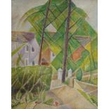 Marie Vorobieff Marevna, Russian 1892-1984- Front Garden, Ealing; mixed media on canvas, signed