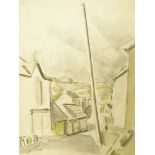 Marie Vorobieff Marevna, Russian 1892-1984 Sketch of street in Dorset, 1950; watercolour, gouache