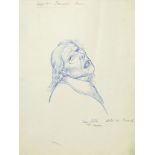 Marie Vorobieff Marevna, Russian 1892-1984- 'Une Folle' from the Hôspital Roussell series 1933; blue