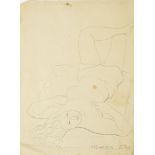 Marie Vorobieff Marevna, Russian 1892-1984- Reclining Nude, St Prix, 1932; green ink, signed in