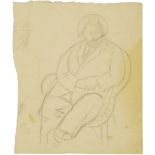 Marie Vorobieff Marevna, Russian 1892-1984- Maximilian Voloshin; charcoal on wove, 26.2x24.5cm (