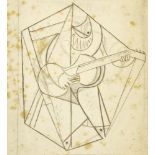 Marie Vorobieff Marevna, Russian 1892-1984- Cubist man playing a guitar (recto), sketch of a man and