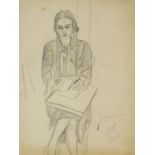 Marie Vorobieff Marevna, Russian 1892-1984- Portrait of Marika Rivera seated drawing, 1935; pencil