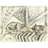Marie Vorobieff Marevna, Russian 1892-1984- Two cats sleeping, 1978; coloured felt-tipped pen and