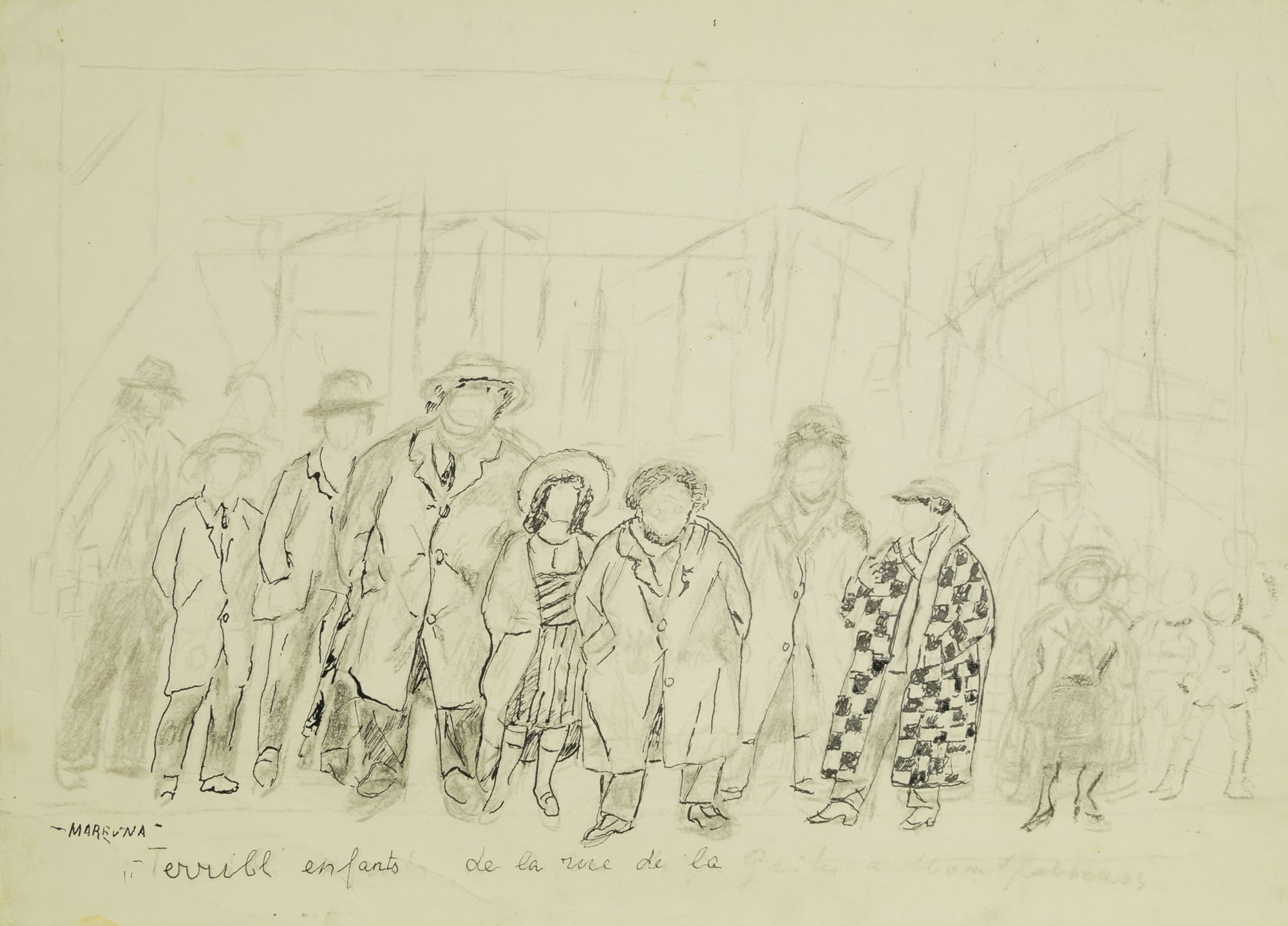 Marie Vorobieff Marevna, Russian 1892-1984- 'Terrible enfants de la rue de la gaite a Montparnasse';