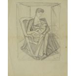 Marie Vorobieff Marevna, Russian 1892-1984- Mother and child, c.1950s; pencil, 17x12.5cm (