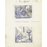 Marie Vorobieff Marevna, Russian 1892-1984- 'Panagame 1907'; blue pen on paper, inscribed in