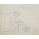 Marie Vorobieff Marevna, Russian 1892-1984- Portrait of a man, 1980; pencil and black pen, signed,