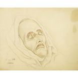 Marie Vorobieff Marevna, Russian 1892-1984- Head of a dead man, 1958; pencil and wash, signed, dated