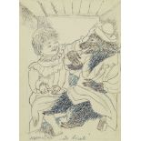 Marie Vorobieff Marevna, Russian 1892-1984- Bear in captive with young girl in tears; pencil and