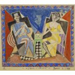 Marie Vorobieff Marevna, Russian 1892-1984- 'Guerre et Amour' [sic.],1917; mixed media with gouache,