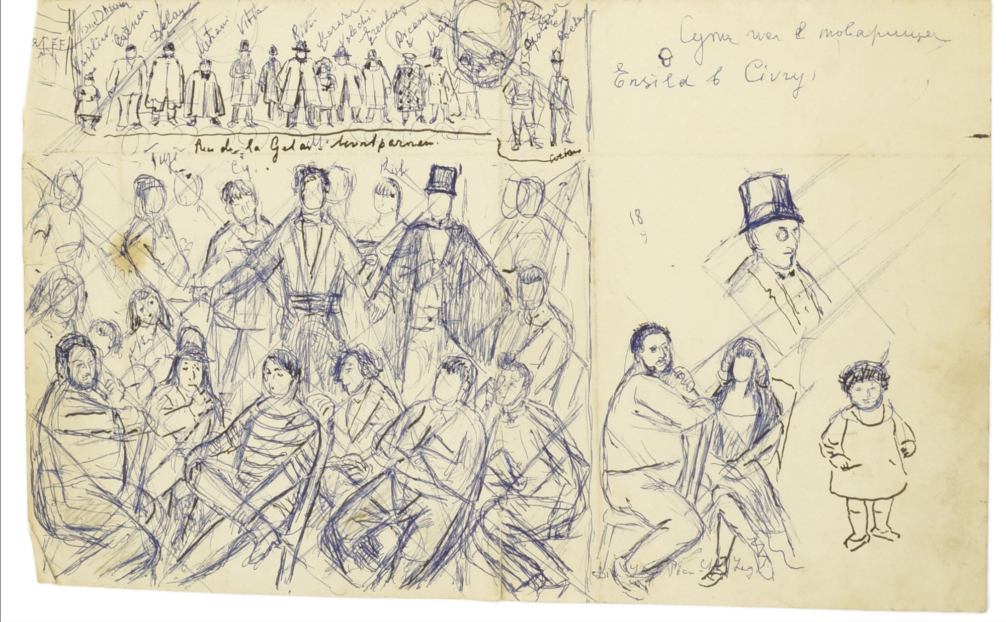 Marie Vorobieff Marevna, Russian 1892-1984 Sketches of artists at Montemarte, to include Pablo