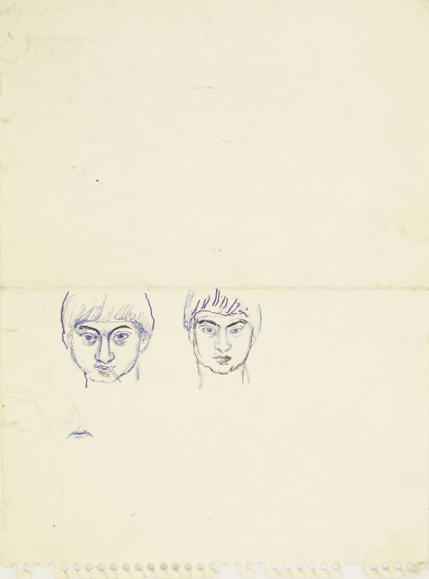 Marie Vorobieff Marevna, Russian 1892-1984- Kisling, (recto), Studies of Kisling’s head, (verso); - Image 2 of 2