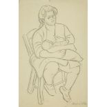 Marie Vorobieff Marevna, Russian 1892-1984- Marika feeding Jean Diego Brusset, c.1949; charcoal with