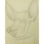 Marie Vorobieff Marevna, Russian 1892-1984- Tête de cochon, 1948; charcoal and pencil, signed and