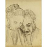 Marie Vorobieff Marevna, Russian 1892-1984- Study of two people; charcoal on sketch book page,