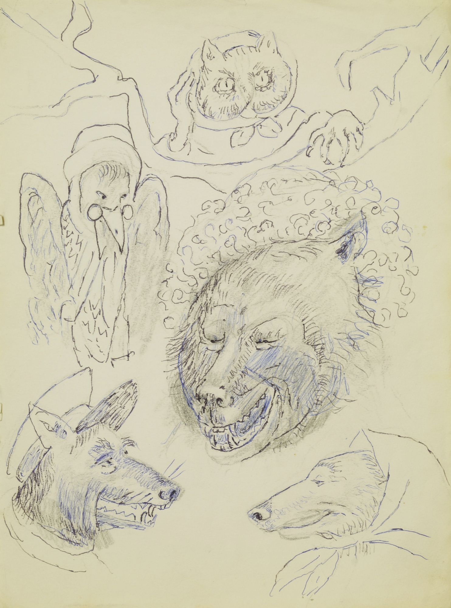 Marie Vorobieff Marevna, Russian 1892-1984- Bear in captive with young girl in tears; pencil and - Image 6 of 7