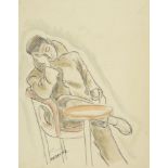 Marie Vorobieff Marevna, Russian 1892-1984- Soldier sleeping, Cannes, 1945; watercolour with black