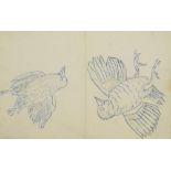 Marie Vorobieff Marevna, Russian 1892-1984- Study of birds (recto and verso); pen and blue ink