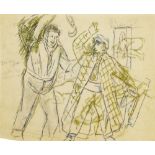 Marie Vorobieff Marevna, Russian 1892-1984- Pablo Picasso and Diego Rivera fighting; black crayon,