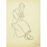 Marie Vorobieff Marevna, Russian 1892-1984- Grieving woman, Cagnes, 1948; charcoal and pencil,